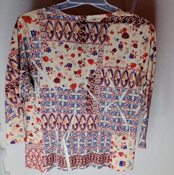 Jane ashley casual lifestyle collection women's top size M pleated fall patterns - Picture 5 of 5